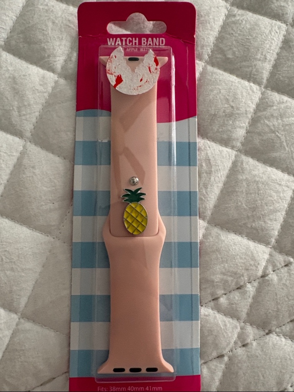 Apple Watch Pink Silicone Watch Band with Pineapple Charm